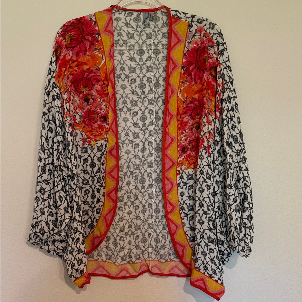 Vibrant Floral Open Front Cardigan